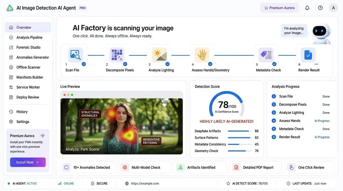 AI AI Virus Scanner dashboard — example of virus scanner overlay and image report software